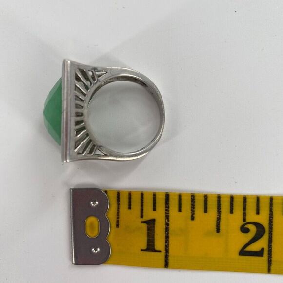 Sterling Silver Faceted Green Chalcedony Gemstone Ring Square‎ Womens Sz 8.25 - Picture 6 of 9